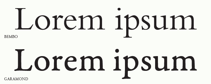 上面是 Bembo,下面是 Garamond。/圖片來源:meaningfultype