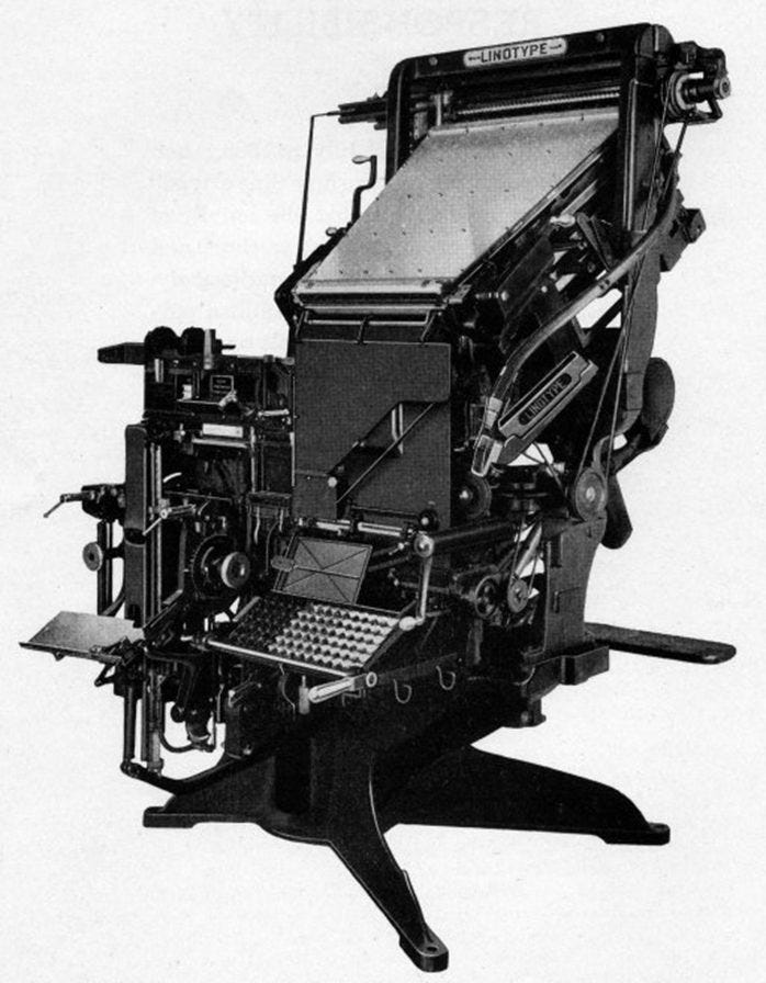 Linotype 自動排字機。/圖片來源:Letterpress Commons