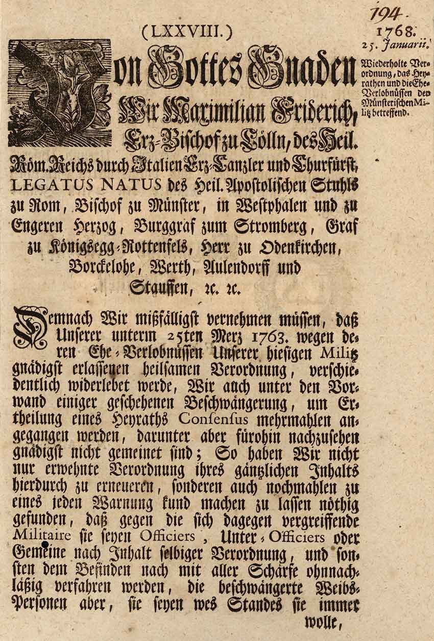 Copy of a 1768 ordinance issued by Maximilian Friedrich von Königsegg-Rothenfels, Archbishop of Cologne” by MatthiasKabel